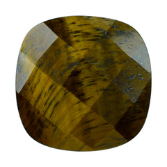 YELLOW TIGER'S EYE QUARTZ CHECKER CUT CUSHION 11MM 4.32 Cts.