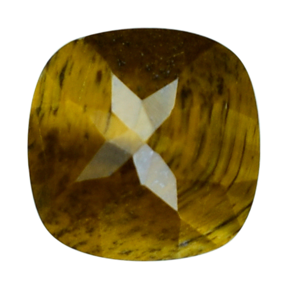 YELLOW TIGER'S EYE QUARTZ CHECKER CUT CUSHION 11MM 4.32 Cts.