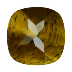 YELLOW TIGER'S EYE QUARTZ CHECKER CUT CUSHION 11MM 4.32 Cts.