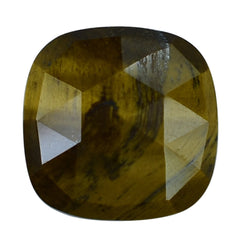 YELLOW TIGER'S EYE QUARTZ ROSE CUT CUSHION CAB (FLAT) 12MM 4.61 Cts.