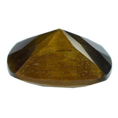 YELLOW TIGER'S EYE QUARTZ CHECKER CUT CUSHION 12MM 5.38 Cts.