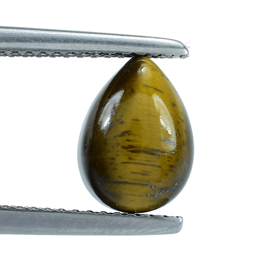 YELLOW TIGER'S EYE QUARTZ PEAR CAB 10X7MM 2.38 Cts.