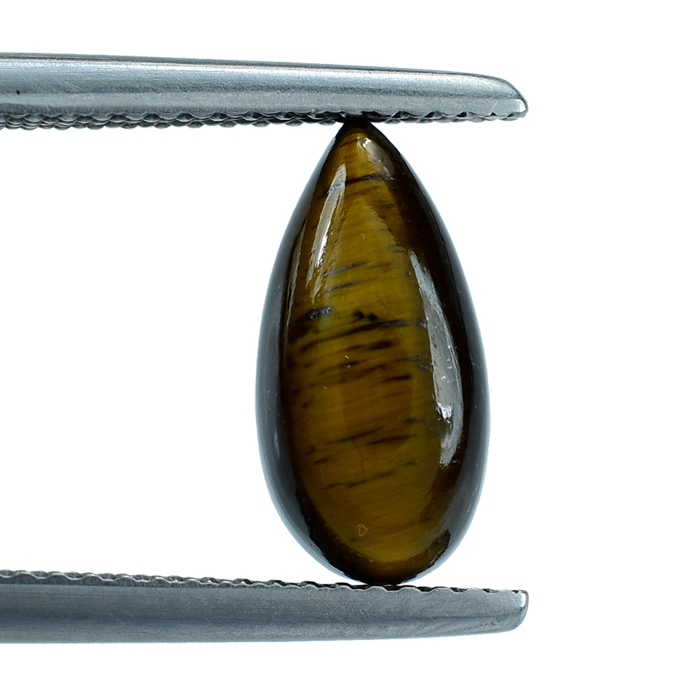 YELLOW TIGER'S EYE QUARTZ PEAR CAB 12X6MM 2.47 Cts.