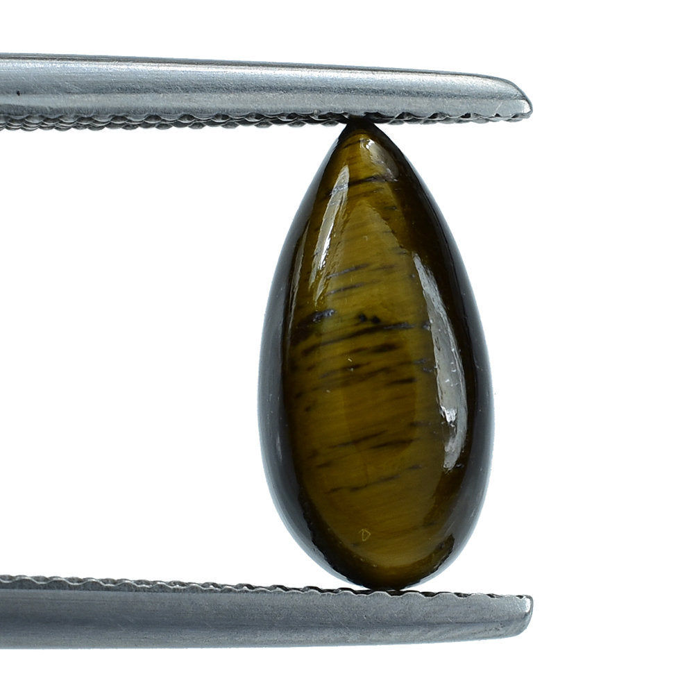 YELLOW TIGER'S EYE QUARTZ PEAR CAB 12X6MM 2.47 Cts.