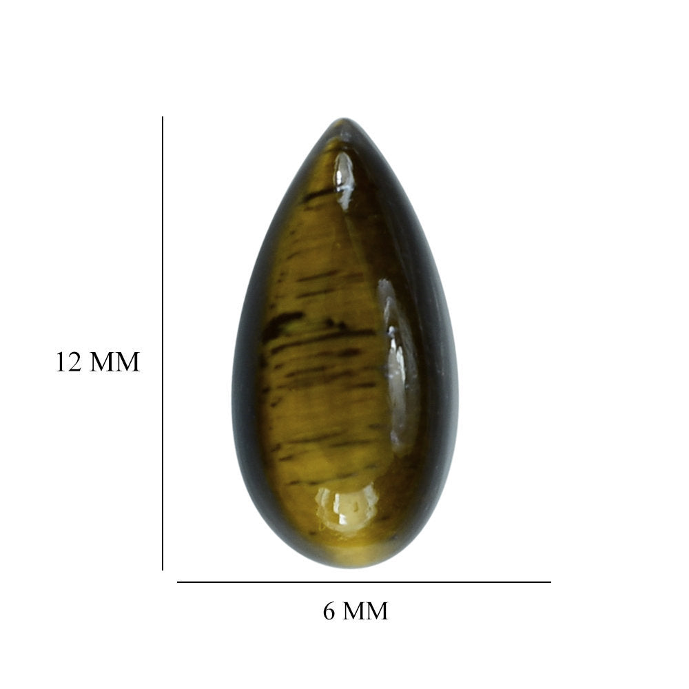 YELLOW TIGER'S EYE QUARTZ PEAR CAB 12X6MM 2.47 Cts.