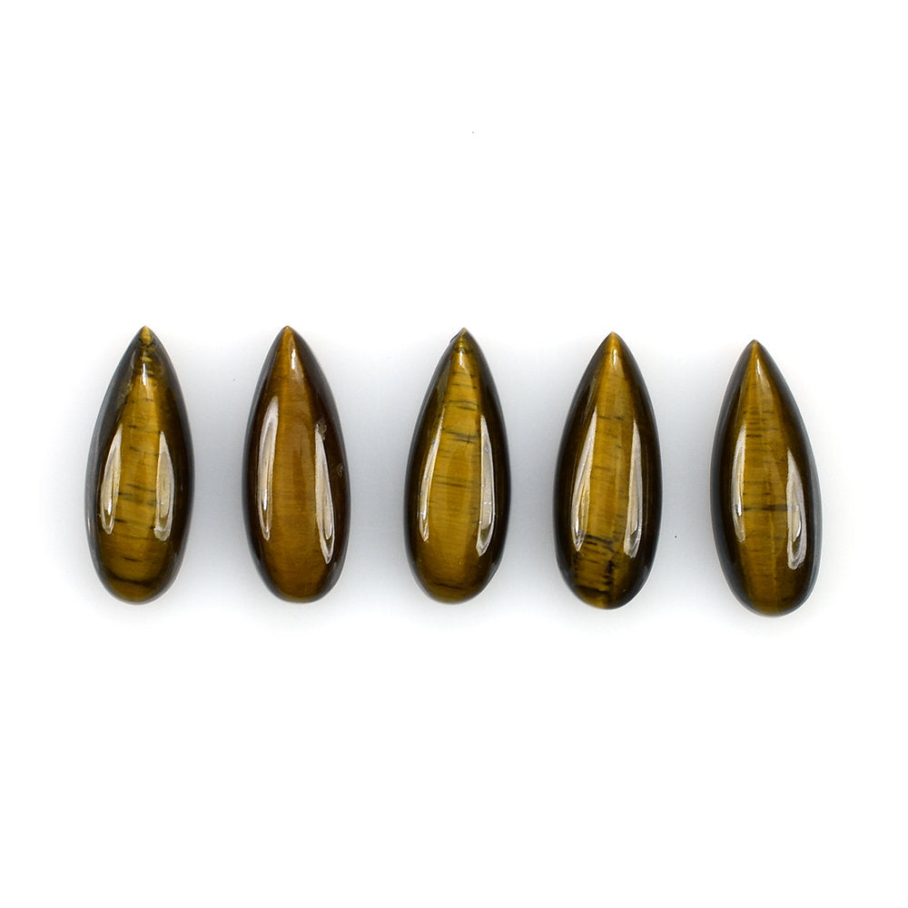 YELLOW TIGER'S EYE QUARTZ PEAR CAB 18X7MM 4.47 Cts.