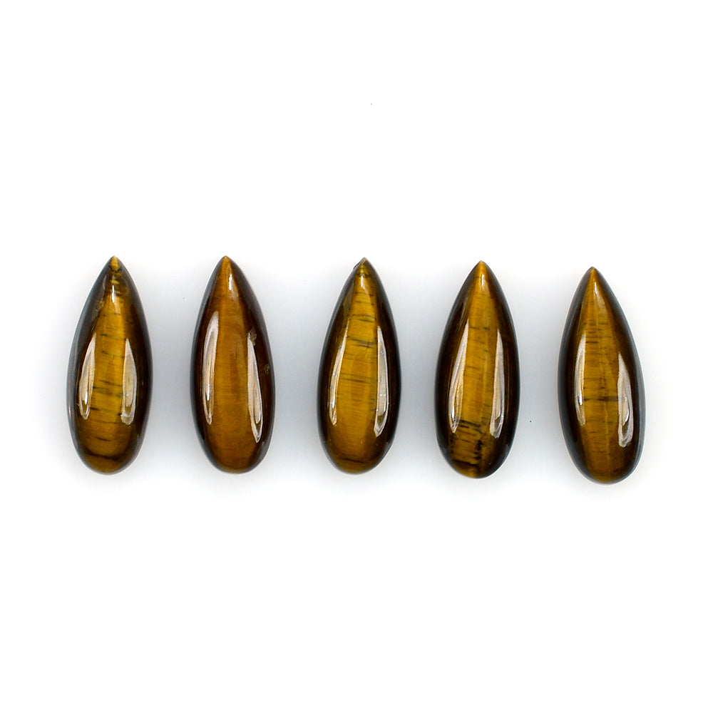 YELLOW TIGER'S EYE QUARTZ PEAR CAB 18X7MM 4.47 Cts.