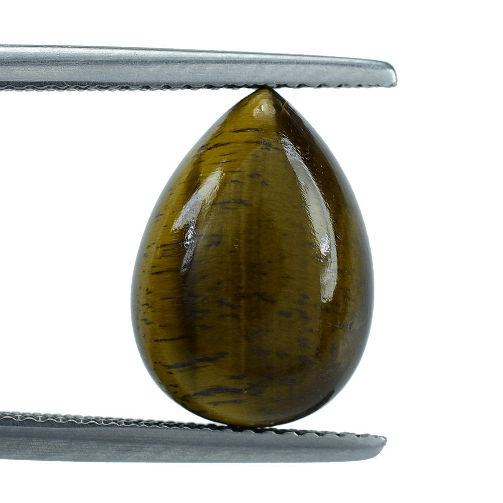 YELLOW TIGER'S EYE QUARTZ PEAR CAB 14X10MM 6.49 Cts.