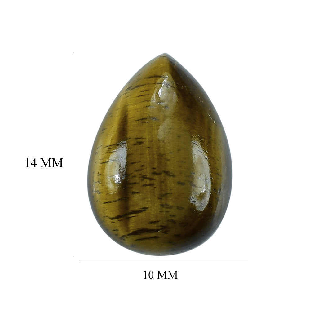 YELLOW TIGER'S EYE QUARTZ PEAR CAB 14X10MM 6.49 Cts.