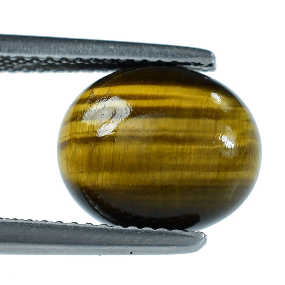 YELLOW TIGER'S EYE QUARTZ OVAL CAB 12X10MM 4.39 Cts.