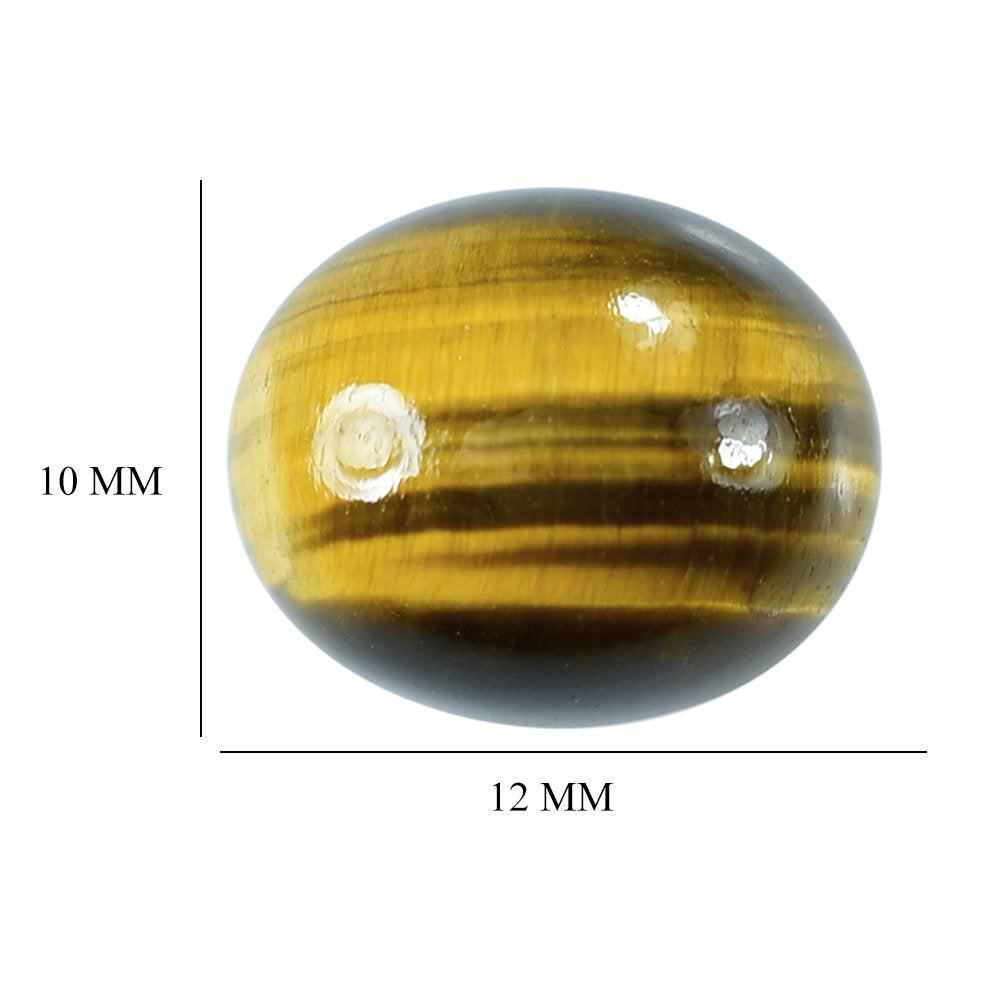 YELLOW TIGER'S EYE QUARTZ OVAL CAB 12X10MM 4.39 Cts.