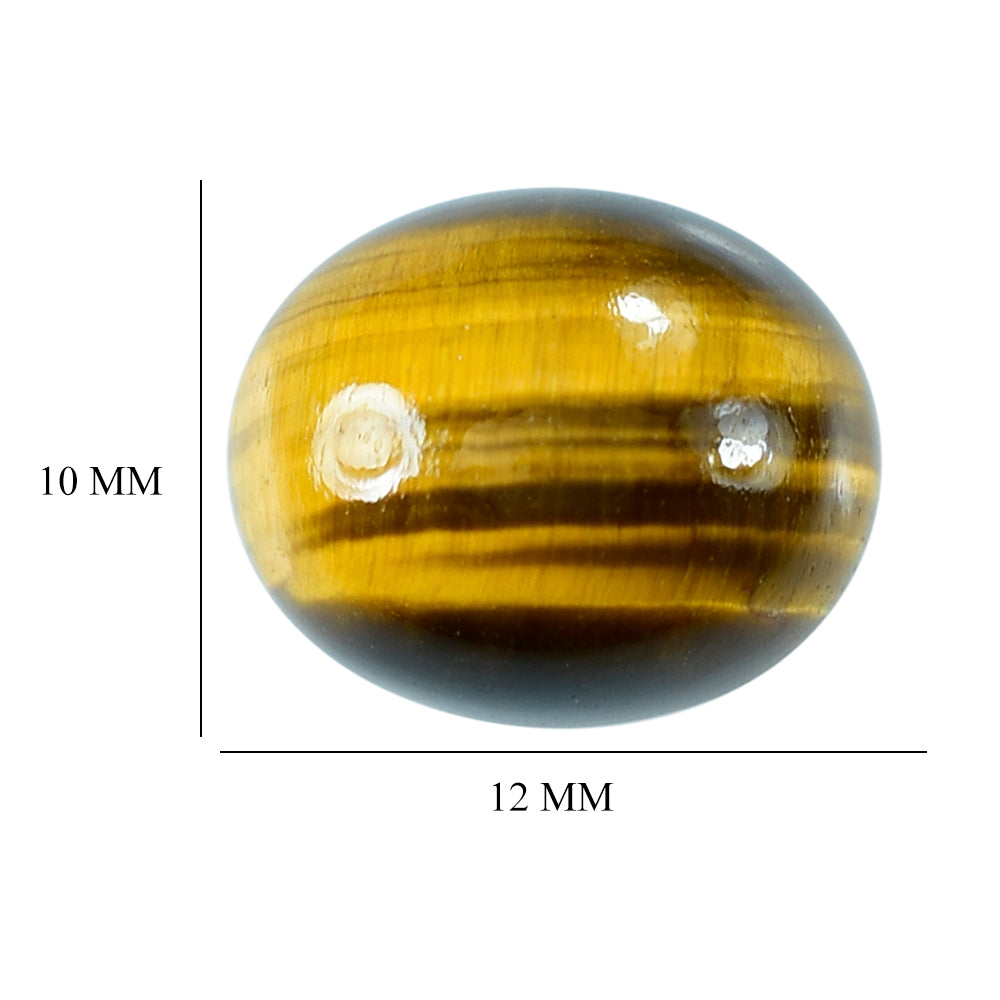 YELLOW TIGER'S EYE QUARTZ OVAL CAB 12X10MM 4.39 Cts.