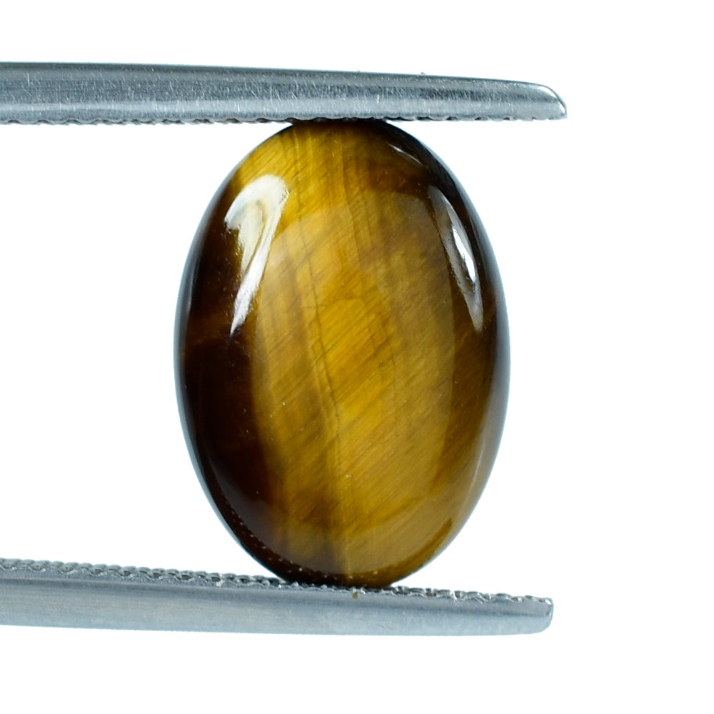 YELLOW TIGER'S EYE QUARTZ OVAL CAB 14X10MM 4.31 Cts.