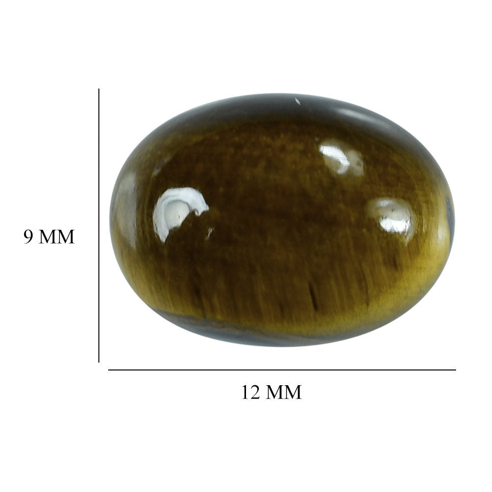 YELLOW TIGER'S EYE QUARTZ OVAL CAB 12X9MM 4.36 Cts.