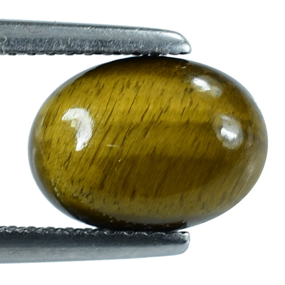 YELLOW TIGER'S EYE QUARTZ OVAL CAB 11X8MM 2.67 Cts.