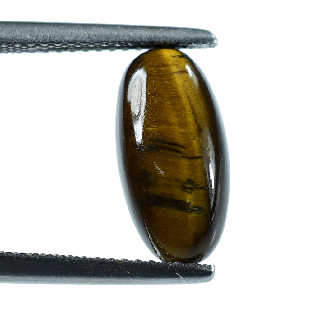 YELLOW TIGER'S EYE QUARTZ OVAL CAB 14X7MM 3.35 Cts.