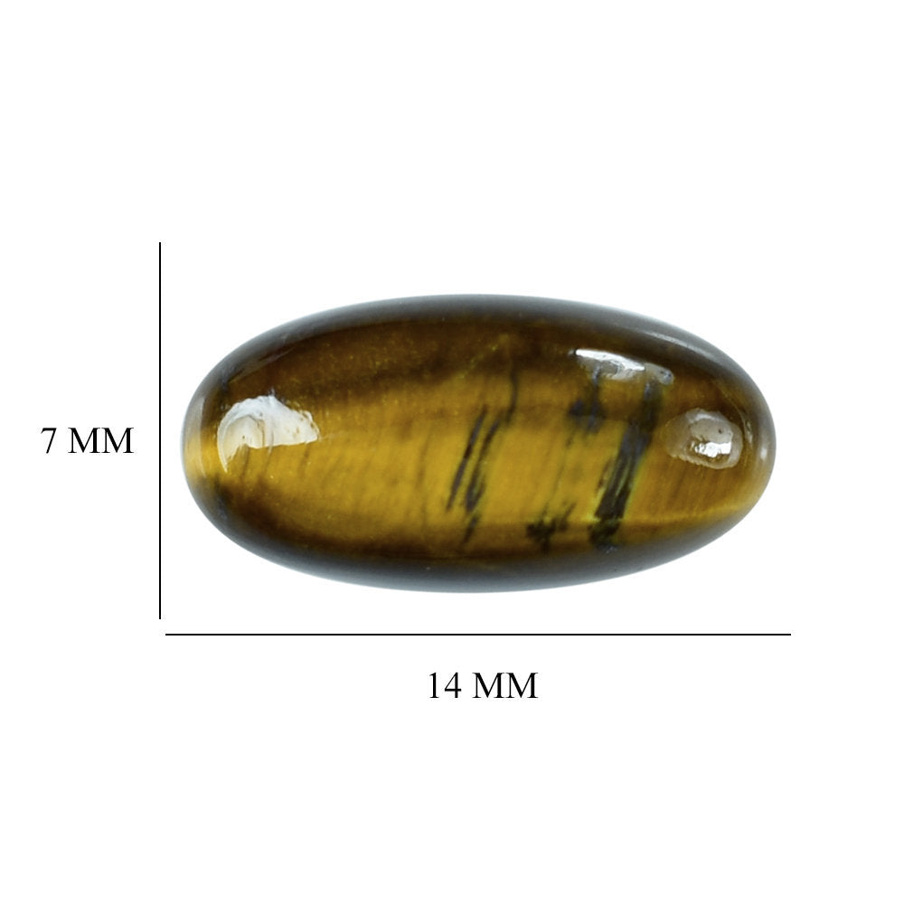 YELLOW TIGER'S EYE QUARTZ OVAL CAB 14X7MM 3.35 Cts.