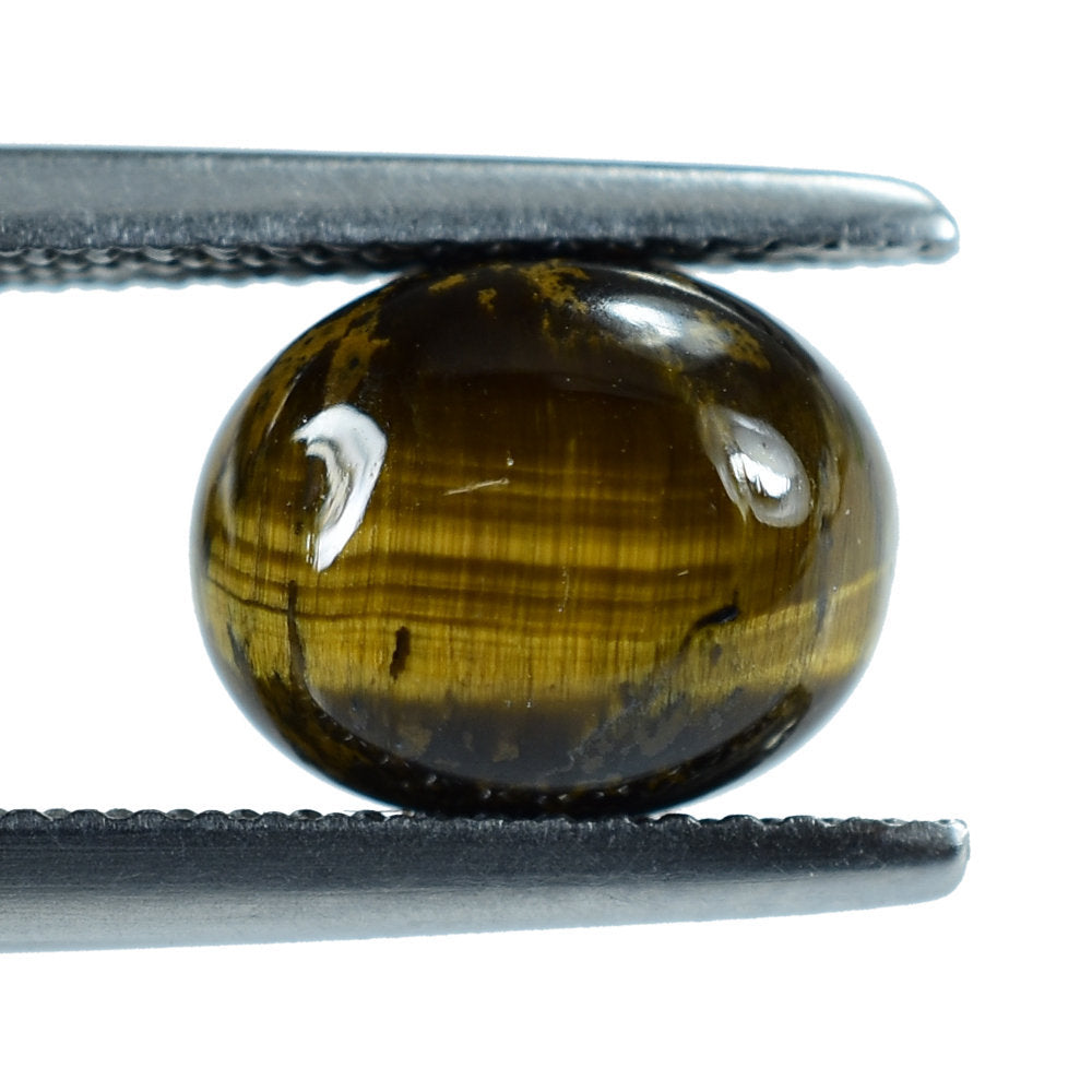 YELLOW TIGER'S EYE QUARTZ OVAL CAB 10X8MM 3.27 Cts.