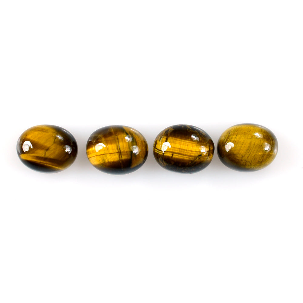 YELLOW TIGER'S EYE QUARTZ OVAL CAB 10X8MM 3.27 Cts.