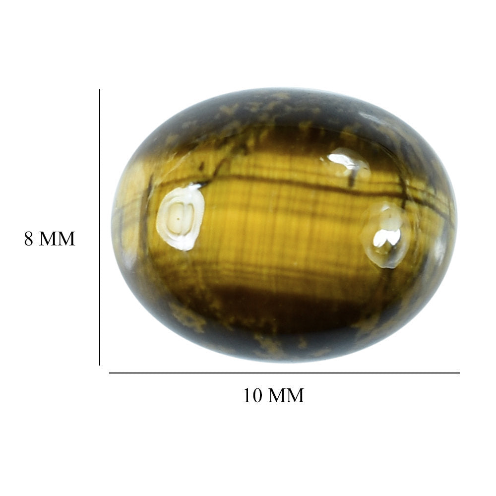 YELLOW TIGER'S EYE QUARTZ OVAL CAB 10X8MM 3.27 Cts.