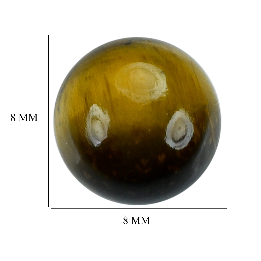 YELLOW TIGER'S EYE QUARTZ ROUND CAB 8MM 2.32 Cts.