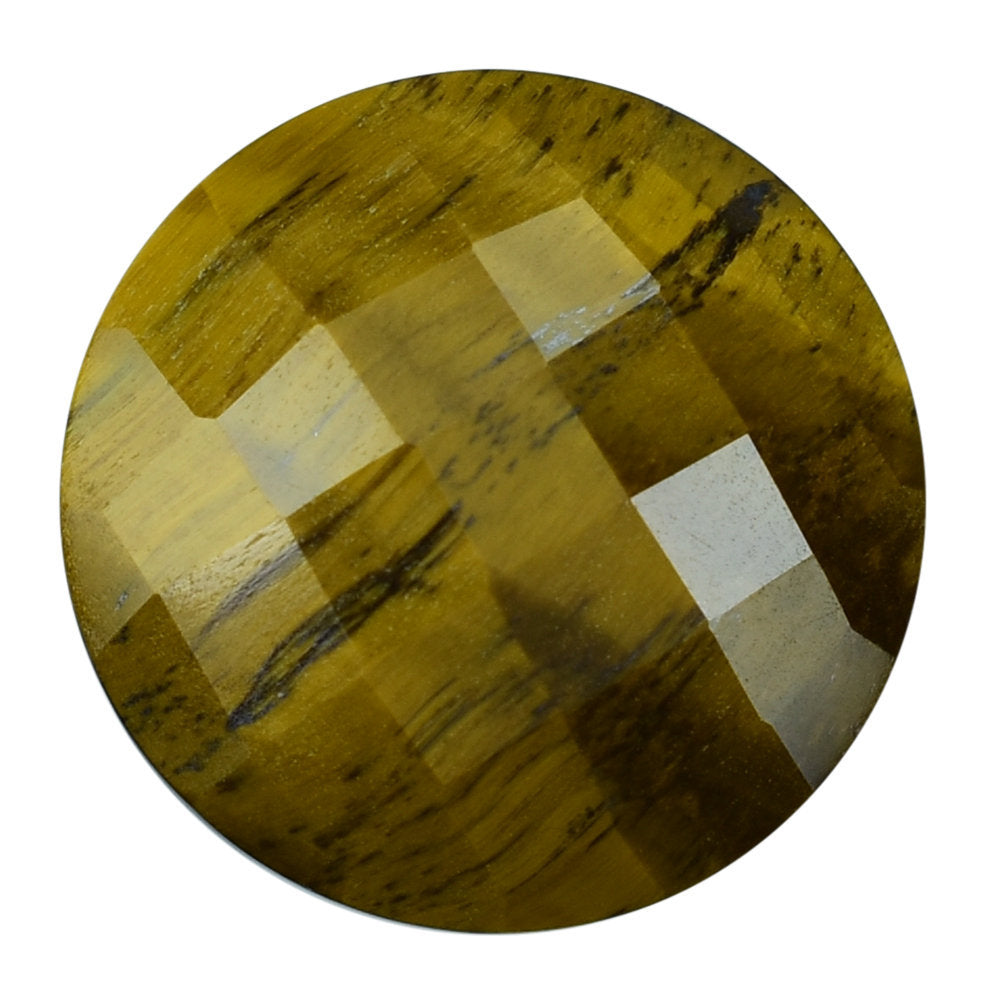 YELLOW TIGER'S EYE QUARTZ BRIOLETTE ROUND 18MM 15.55 Cts.