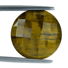 YELLOW TIGER'S EYE QUARTZ BRIOLETTE ROUND 18MM 15.55 Cts.