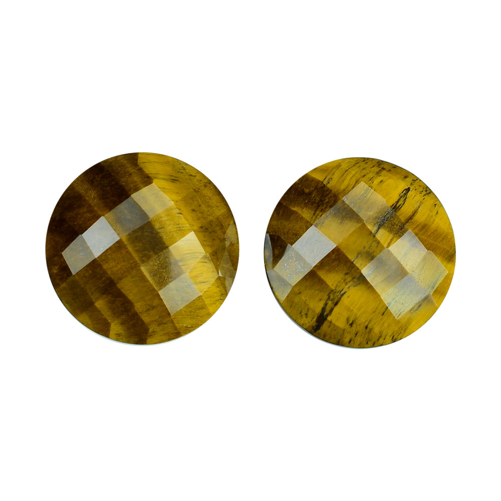 YELLOW TIGER'S EYE QUARTZ BRIOLETTE ROUND 18MM 15.55 Cts.