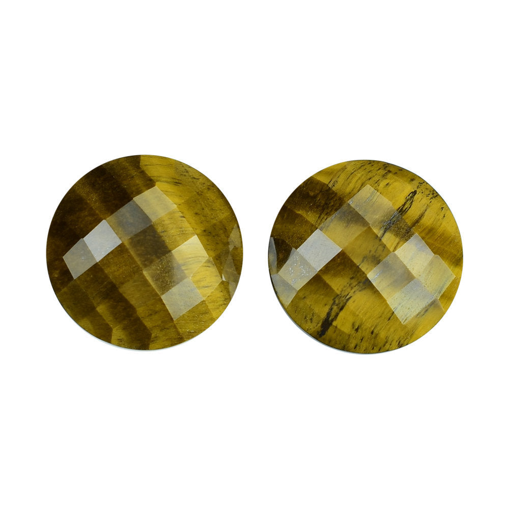 YELLOW TIGER'S EYE QUARTZ BRIOLETTE ROUND 18MM 15.55 Cts.