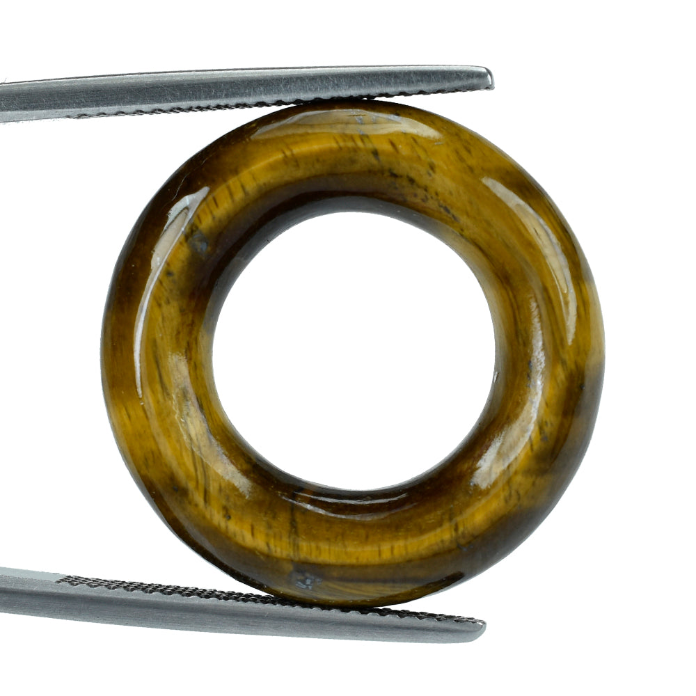 YELLOW TIGER'S EYE QUARTZ ROUND RING 23MM 16.84 Cts.