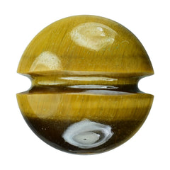 YELLOW TIGER'S EYE QUARTZ LENTIL ROUND WITH CARVED BELT (#25) 15MM 8.38 Cts.