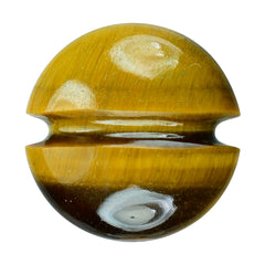 YELLOW TIGER'S EYE QUARTZ LENTIL ROUND WITH CARVED BELT (#25) 15MM 8.38 Cts.
