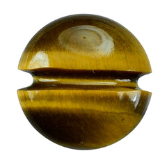 YELLOW TIGER'S EYE QUARTZ LENTIL ROUND WITH CARVED BELT (#25) 15MM 8.38 Cts.
