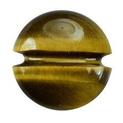 YELLOW TIGER'S EYE QUARTZ LENTIL ROUND WITH CARVED BELT (#25) 15MM 8.38 Cts.