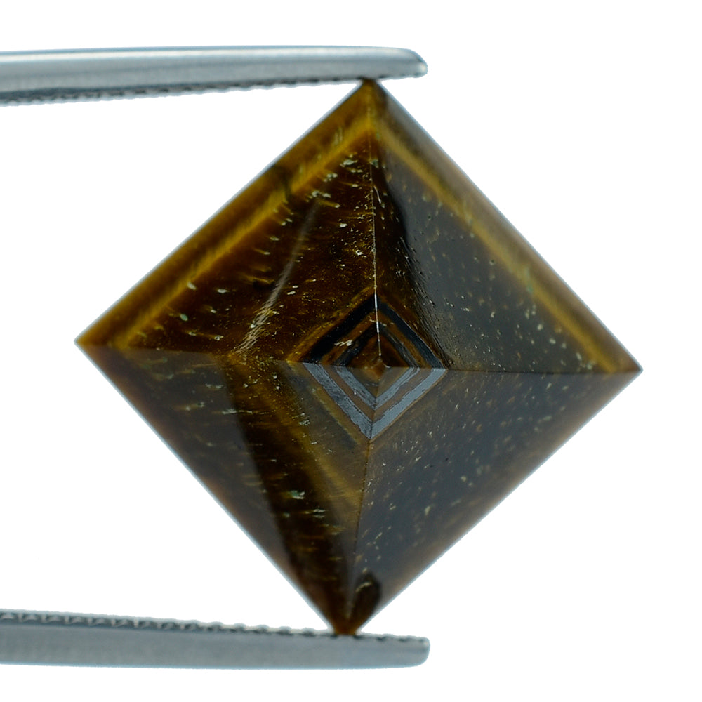 YELLOW TIGER'S EYE QUARTZ PYRAMID SQUARE CAB 15MM 19.40 Cts.
