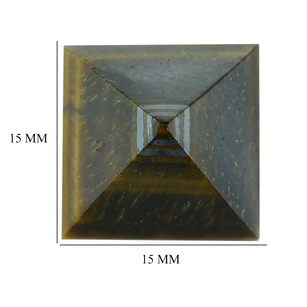 YELLOW TIGER'S EYE QUARTZ PYRAMID SQUARE CAB 15MM 19.40 Cts.