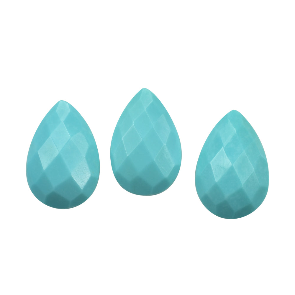 TURQUOISE CHECKER PEAR CAB 15X10MM 4.11 Cts.