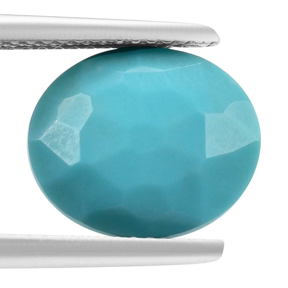 TURQUOISE IRREGULAR CUT BRIOLETTE OVAL (H/D) 12X10MM 4.54 Cts.