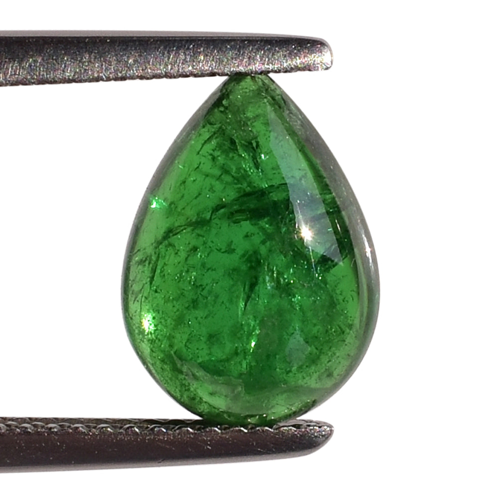 TSAVORITE PLAIN PEAR CAB (A/MILKY) 12.00X8.50 MM 3.61 Cts.