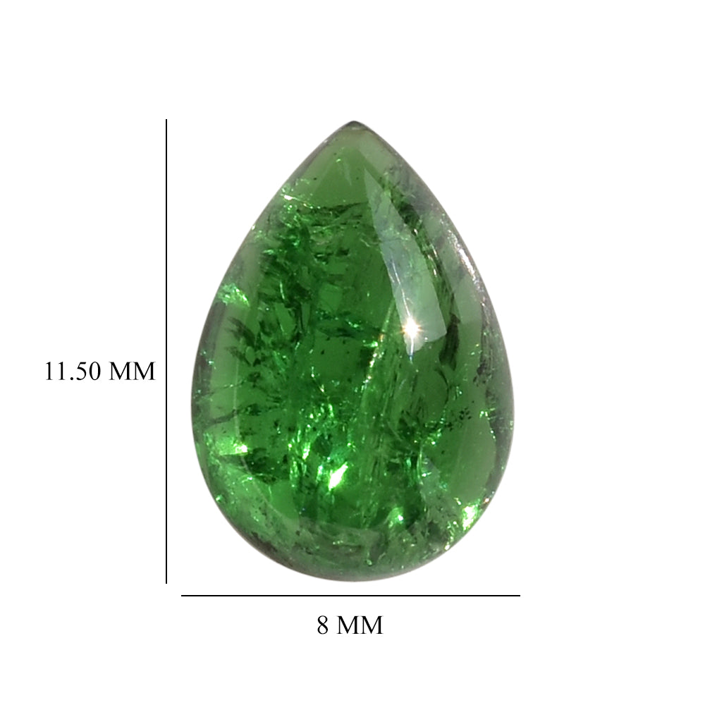 TSAVORITE PLAIN PEAR CAB (AAA/MILKY) 11.50X8.00 MM 3.57 Cts.