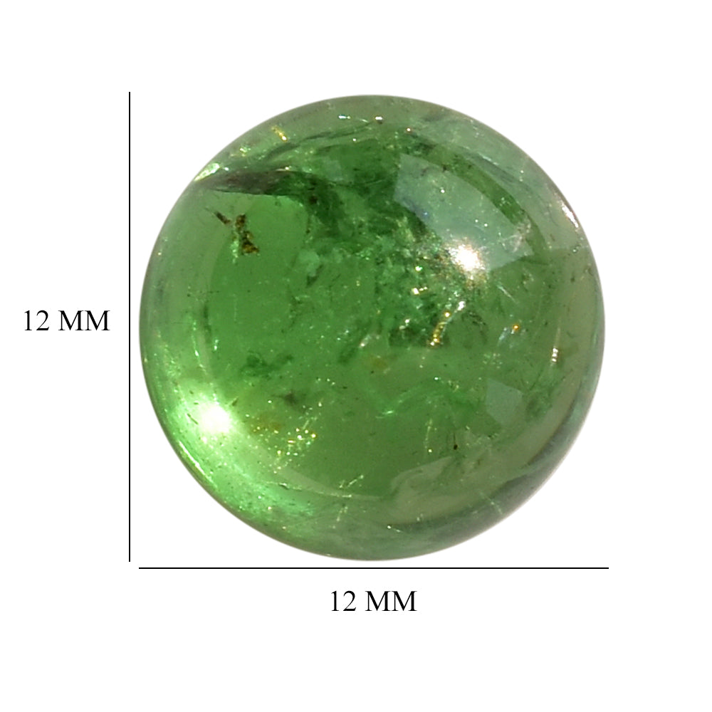 TSAVORITE PLAIN ROUND CAB (AA/MILKY) 12.00X12.00 MM 9.40 Cts.