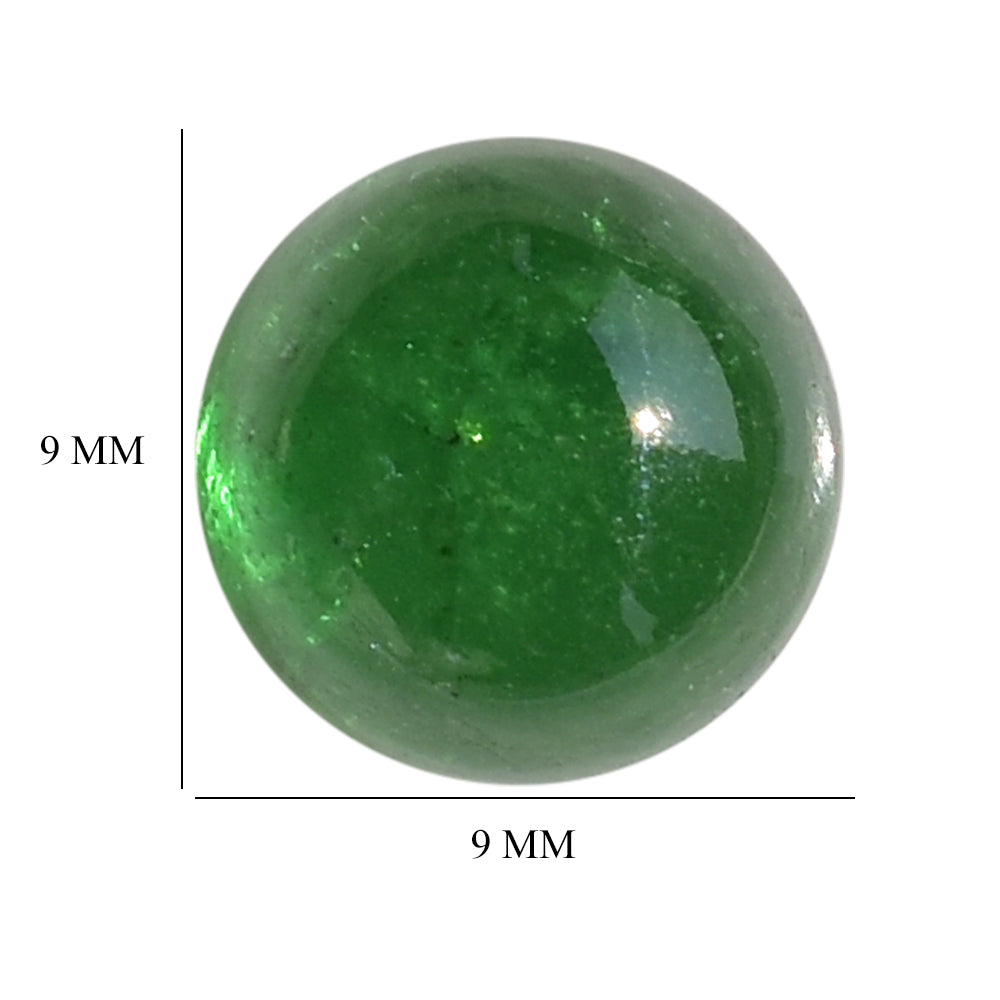 TSAVORITE PLAIN ROUND CAB (AAA/MILKY) 9.00X9.00 MM 5.13 Cts.