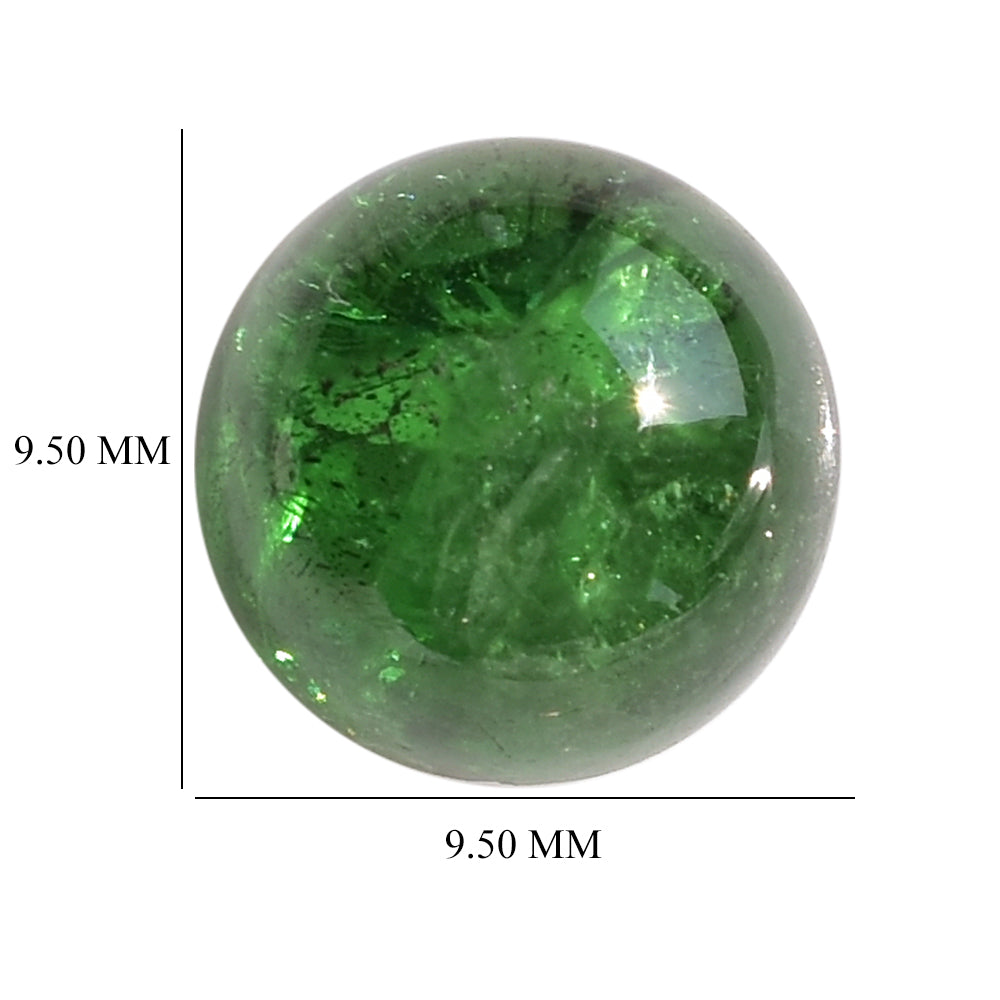 TSAVORITE PLAIN ROUND CAB (AAA/MILKY) 9.50X9.50 MM 5.62 Cts.