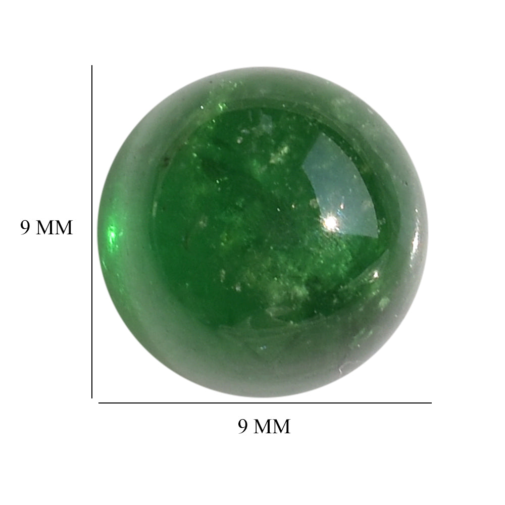TSAVORITE PLAIN ROUND CAB (AAA/MILKY) 9.00X9.00 MM 5.44 Cts.