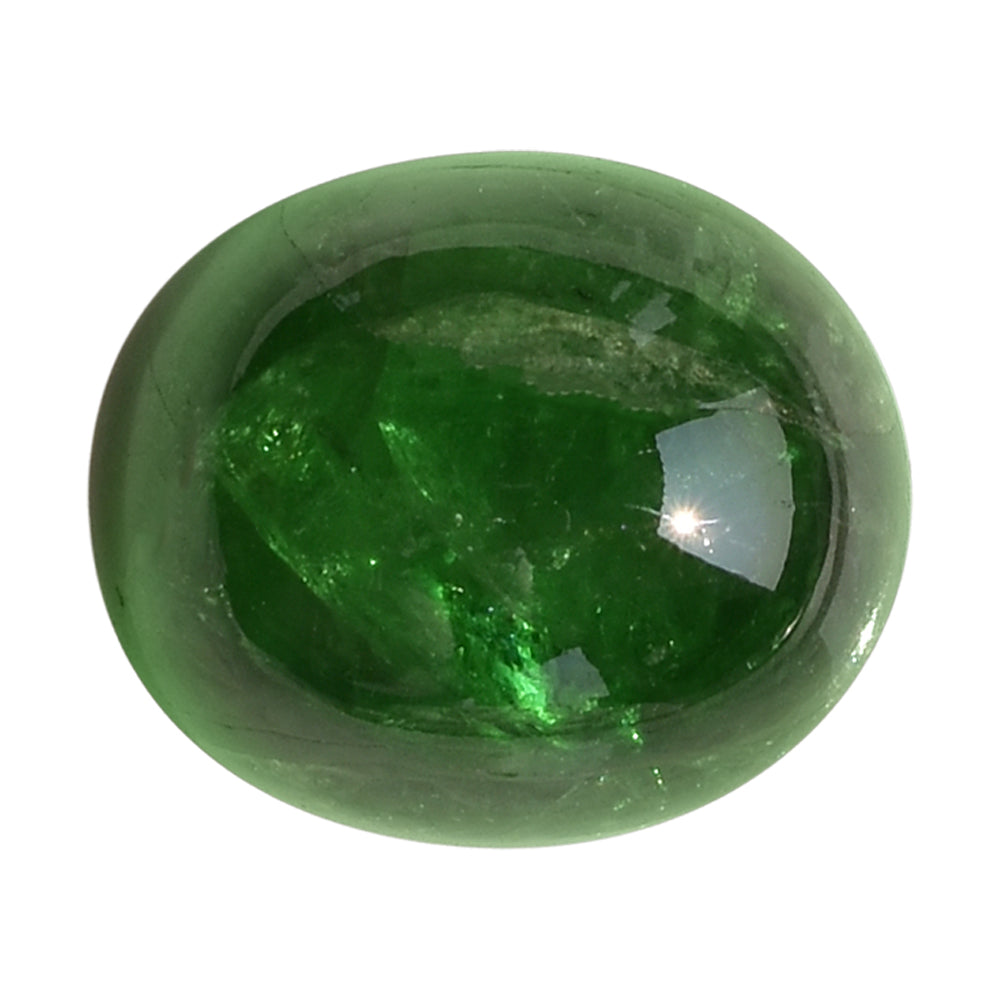 TSAVORITE PLAIN OVAL CAB (AAA/MILKY) 14.00X12.00 MM 12.76 Cts.
