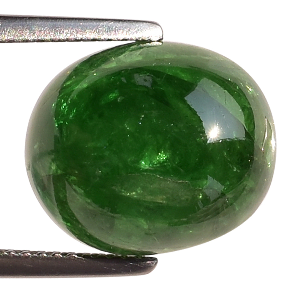 TSAVORITE PLAIN OVAL CAB (AAA/MILKY) 14.00X12.00 MM 12.76 Cts.