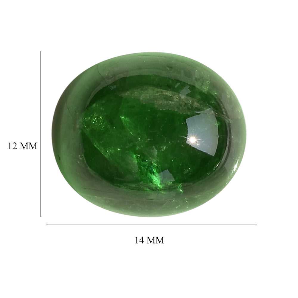 TSAVORITE PLAIN OVAL CAB (AAA/MILKY) 14.00X12.00 MM 12.76 Cts.
