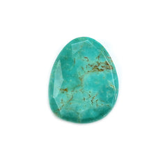 MEXICAN TURQUOISE ROSE CUT BRIOLETTE TRILLIANISH (GREENISH BLUE\WITH BROWN MATRIX) 15.50X12.50 MM 4.31 Cts.