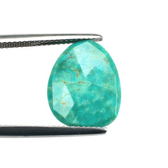 MEXICAN TURQUOISE ROSE CUT BRIOLETTE TRILLIANISH (GREENISH BLUE\WITH BROWN MATRIX) 15.50X12.50 MM 4.31 Cts.