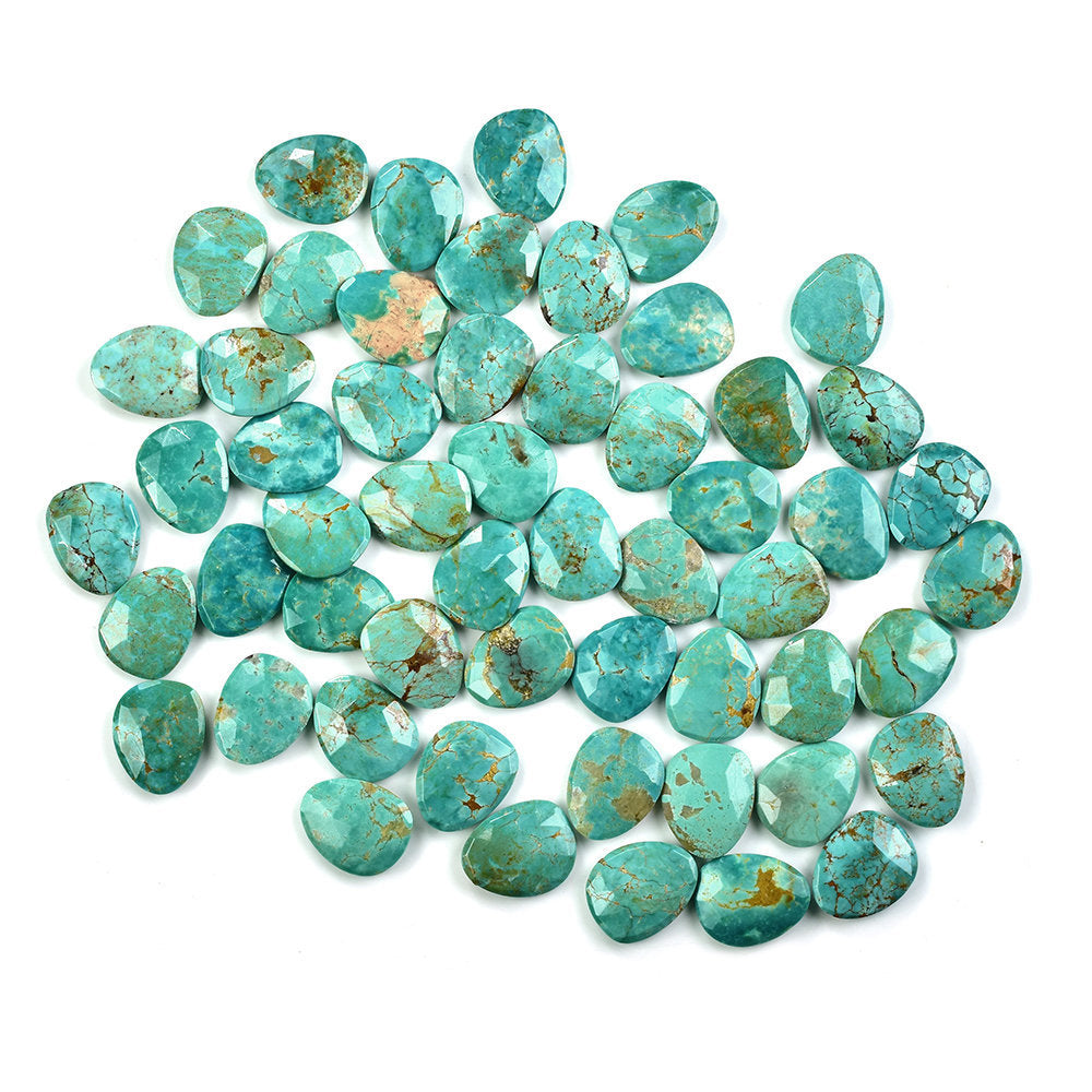 MEXICAN TURQUOISE ROSE CUT BRIOLETTE TRILLIANISH (GREENISH BLUE\WITH BROWN MATRIX) 15.50X12.50 MM 4.31 Cts.